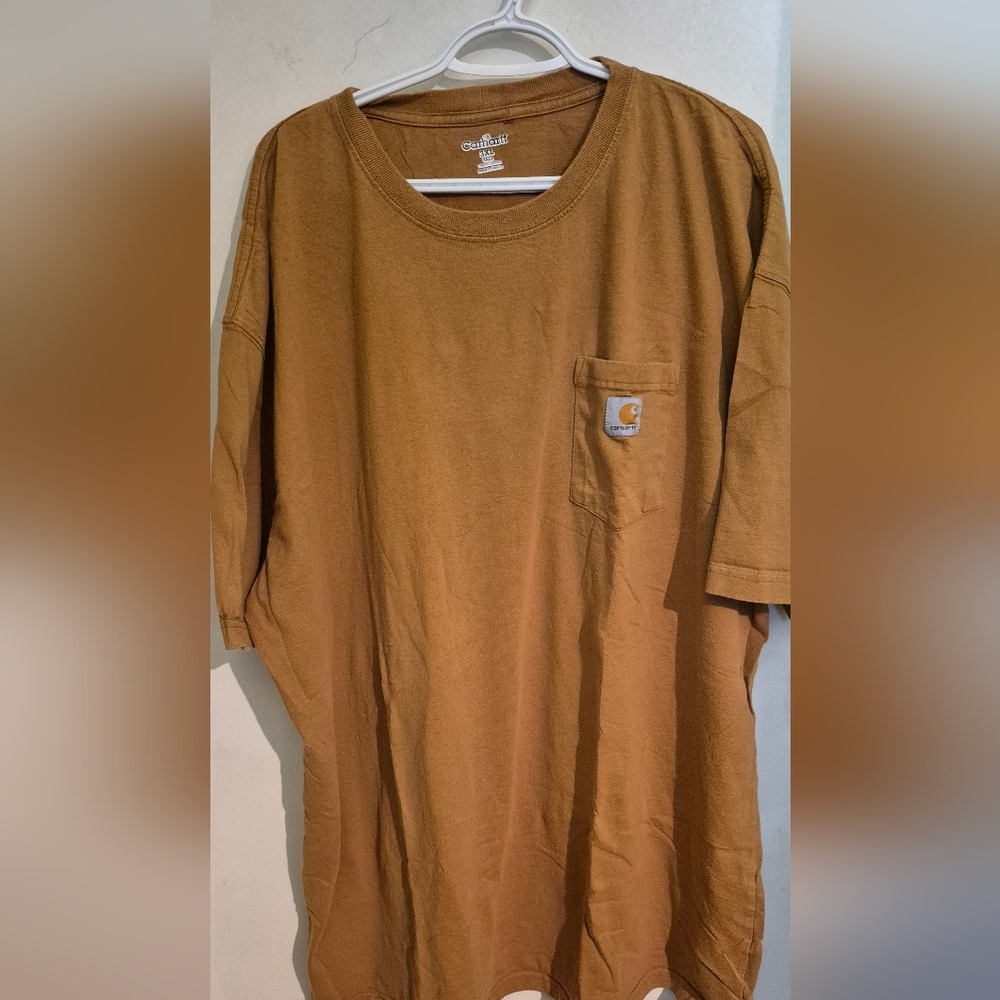 Carhartt Men's Tan Short Sleeve Pocket Tee Sz.3XL Tall
